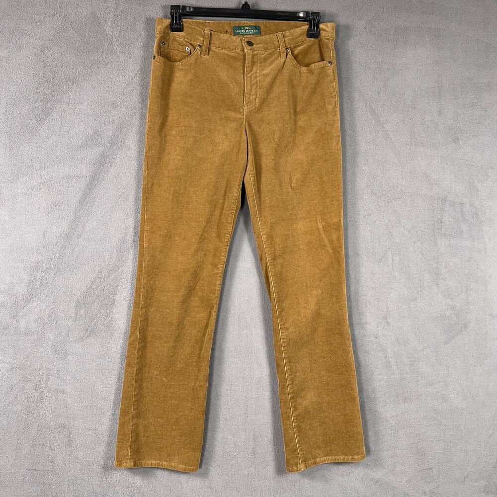 90s Vintage LRL Ralph Lauren Brown Corduroy Pants Womens Size 12 Straight Cords
